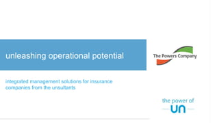unleashing operational potential
integrated management solutions for insurance
companies from the unsultants
 