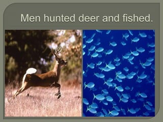 Men hunted deer and fished.