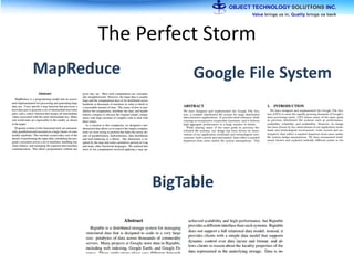 The Perfect Storm
MapReduce Google File System
BigTable
 
