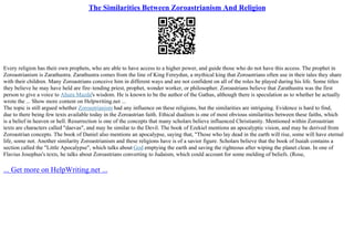 essay questions on zoroastrianism