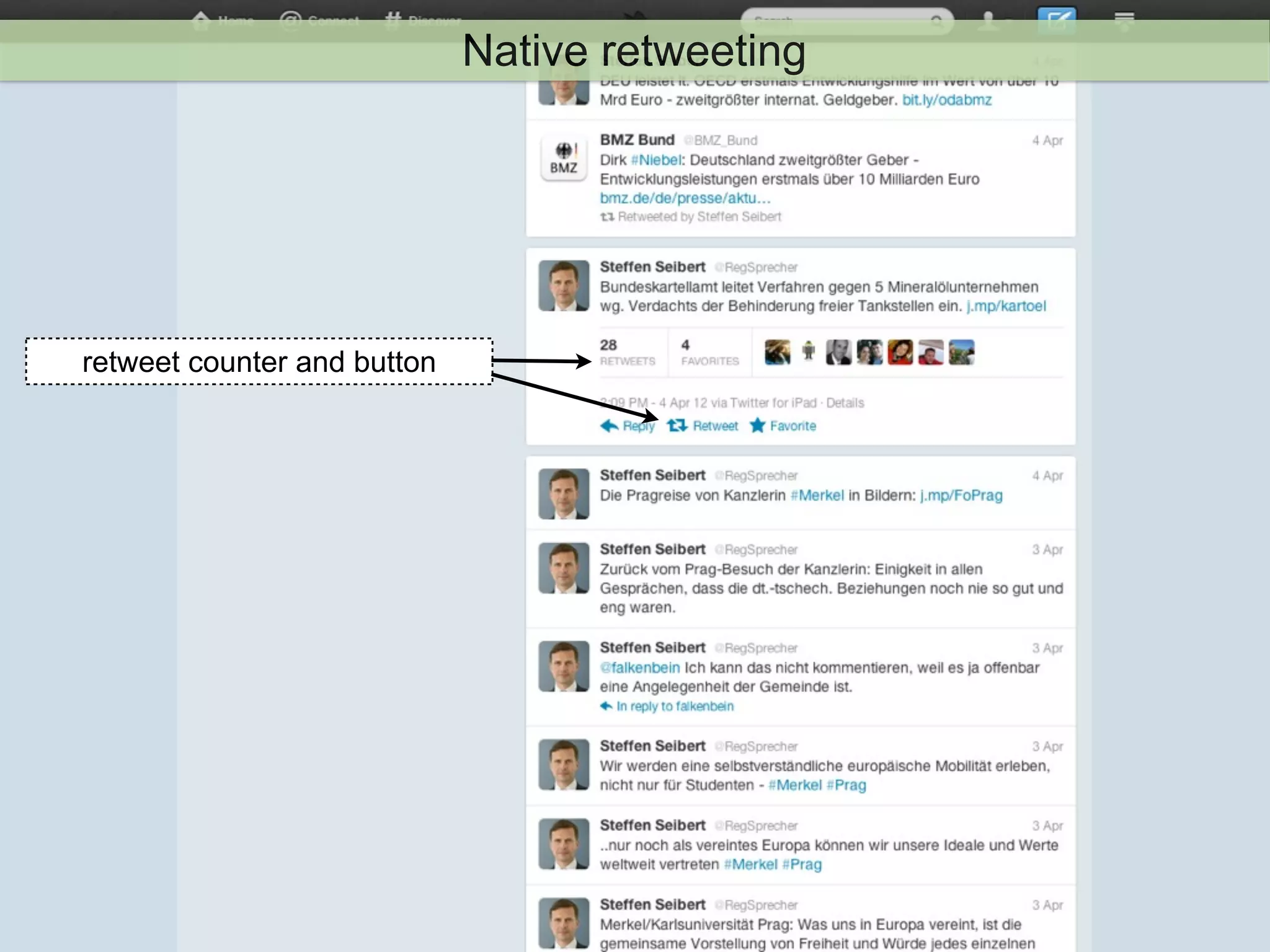 Native retweeting




retweet counter and button
 