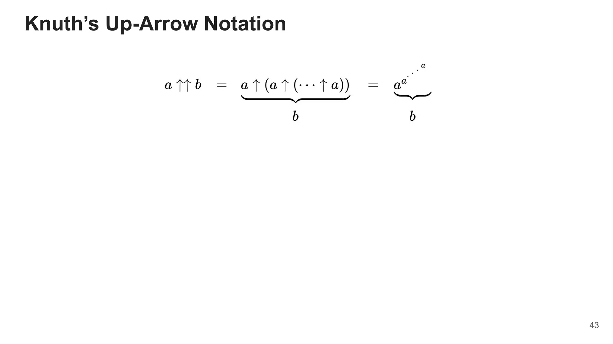 Knuth’s Up-Arrow Notation
43
 
