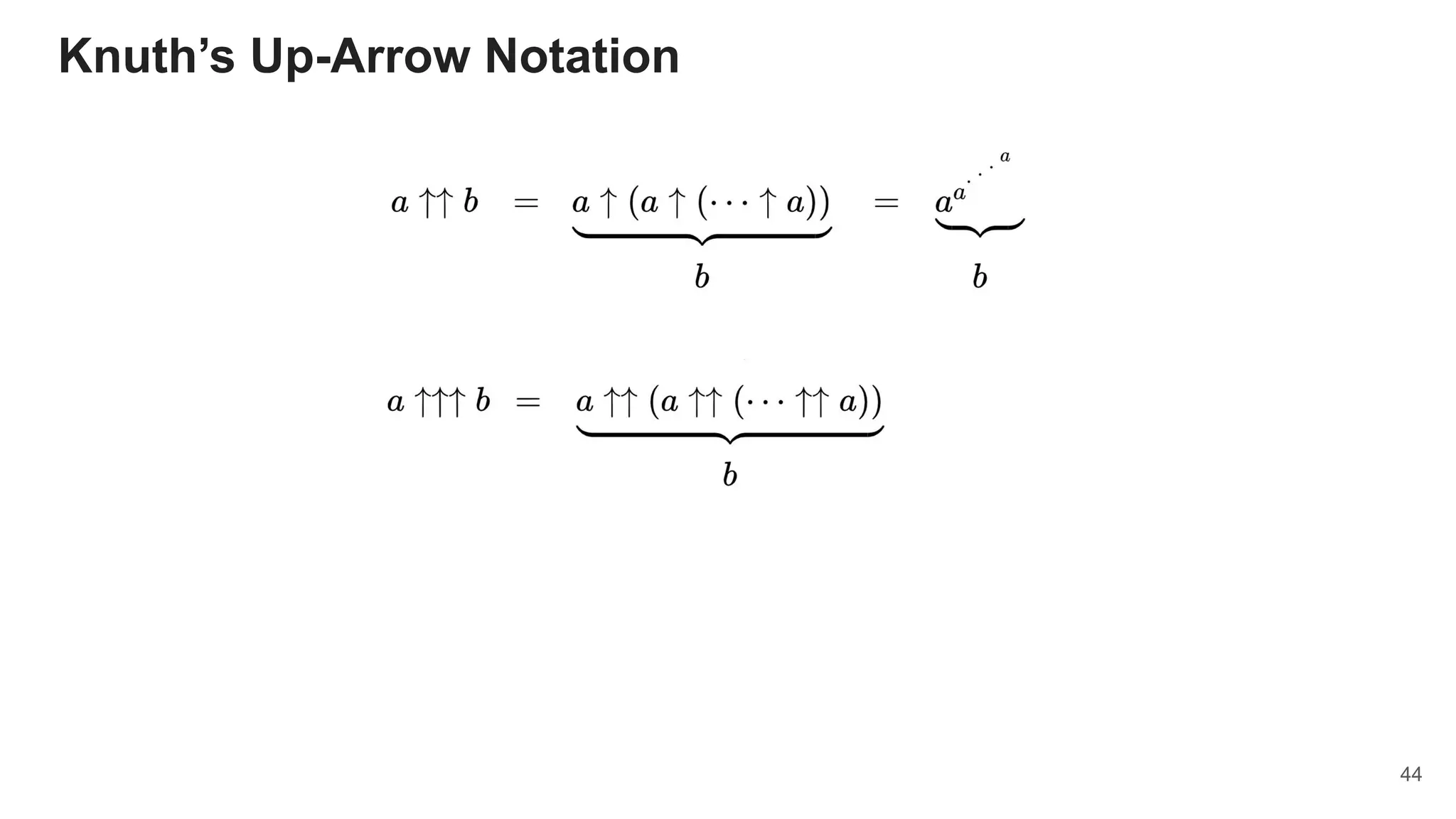 Knuth’s Up-Arrow Notation
44
 