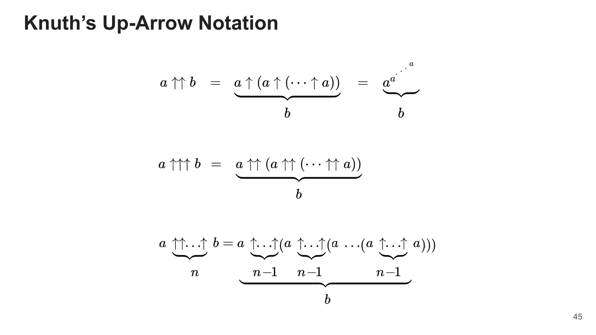 Knuth’s Up-Arrow Notation
45
 