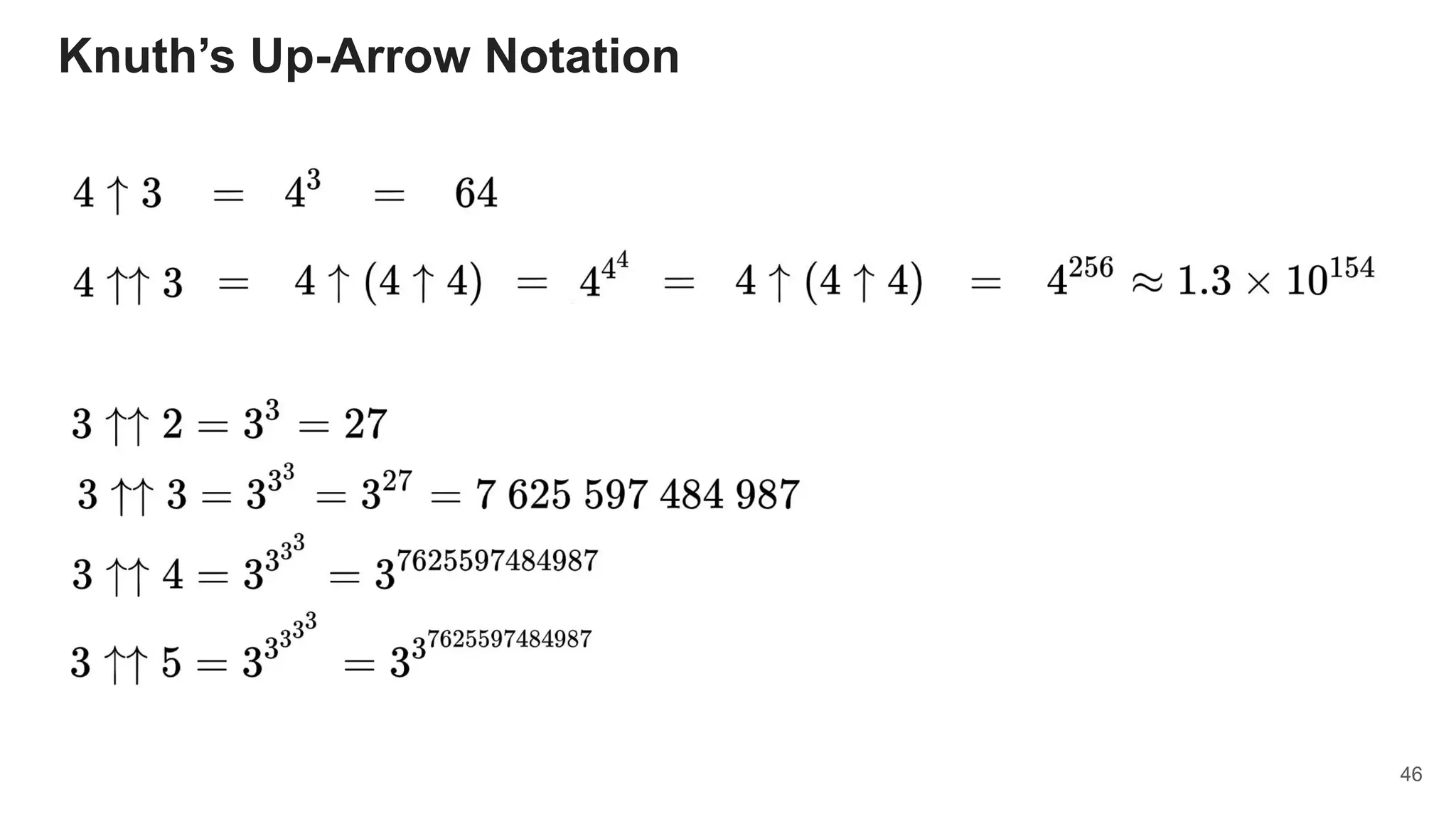 Knuth’s Up-Arrow Notation
46
 