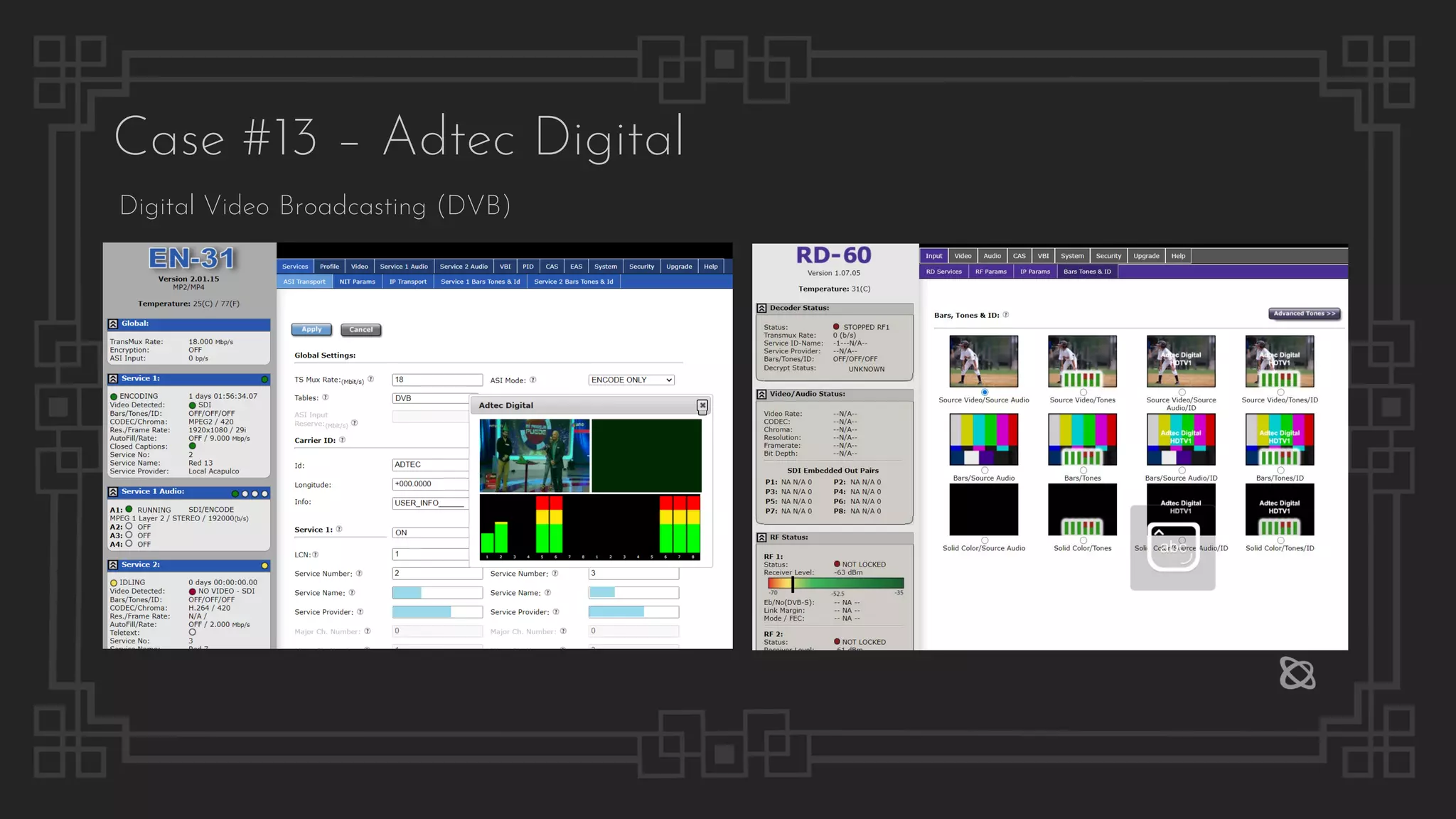 Case #13 – Adtec Digital
Digital Video Broadcasting (DVB)
 
