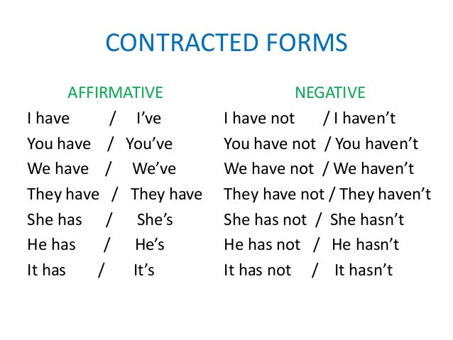 form of are they contracted perfect present The form of are they contracted perfect present The