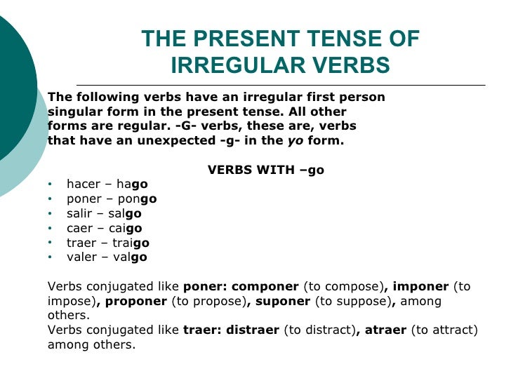 the present tense of verbs with spelling changes irregular verbs caer yo form