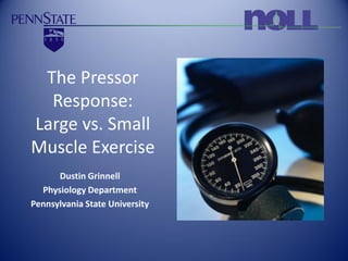 The Pressor
  Response:
Large vs. Small
Muscle Exercise
      Dustin Grinnell
  Physiology Department
Pennsylvania State University
 