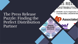 The Press Release
Puzzle: Finding the
Perfect Distribution
Partner
The Press Release
Puzzle: Finding the
Perfect Distribution
Partner
 