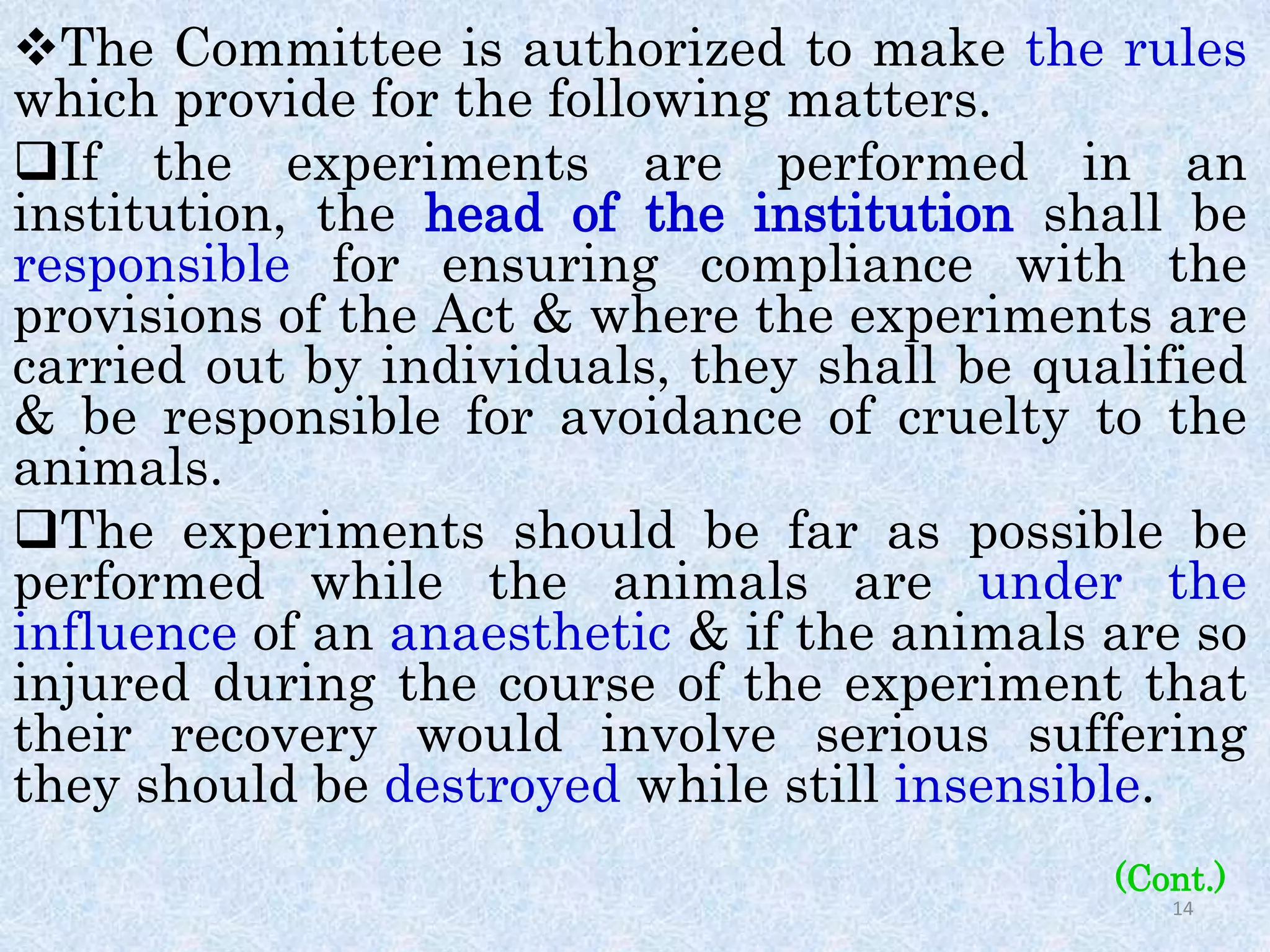The Prevention of Cruelty to Animal Act, 1960 | PPTX