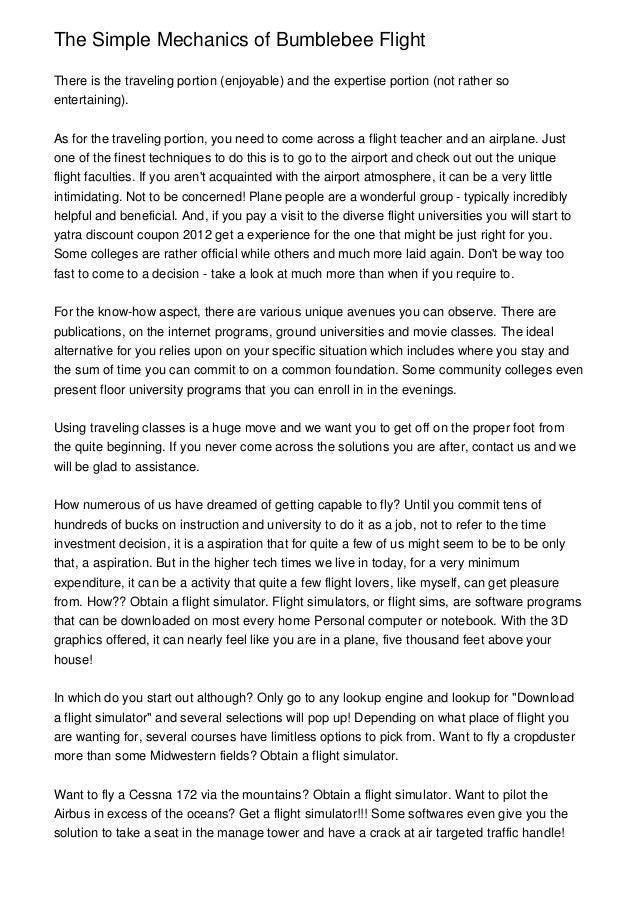 The Simple Mechanics of Bumblebee Flight