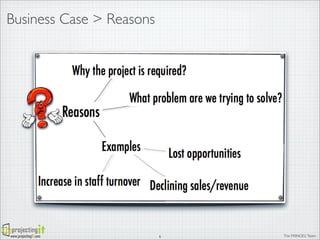 Business Case > Reasons

www.projectingIT.com

5

The PRINCE2 Team

 