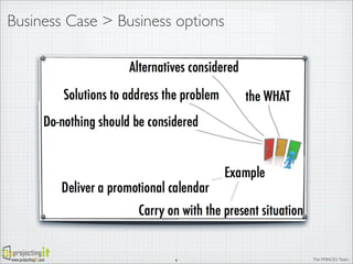 Business Case > Business options

www.projectingIT.com

6

The PRINCE2 Team

 