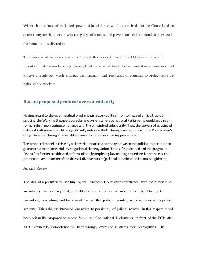 The Principle Of Subsidiarity