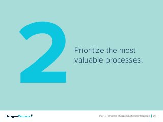 The 10 Principles of Applied Artificial Intelligence 26The 10 Principles of Applied Artificial Intelligence 26
2Prioritize the most
valuable processes.
 