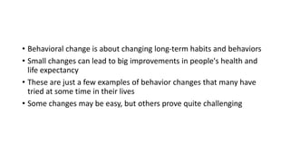 The principles of behavior change social and behavioral science | PDF