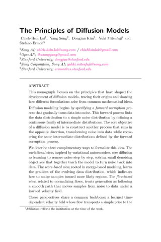 The Principles of Diffusion Models - From Origins to Advances | PDF