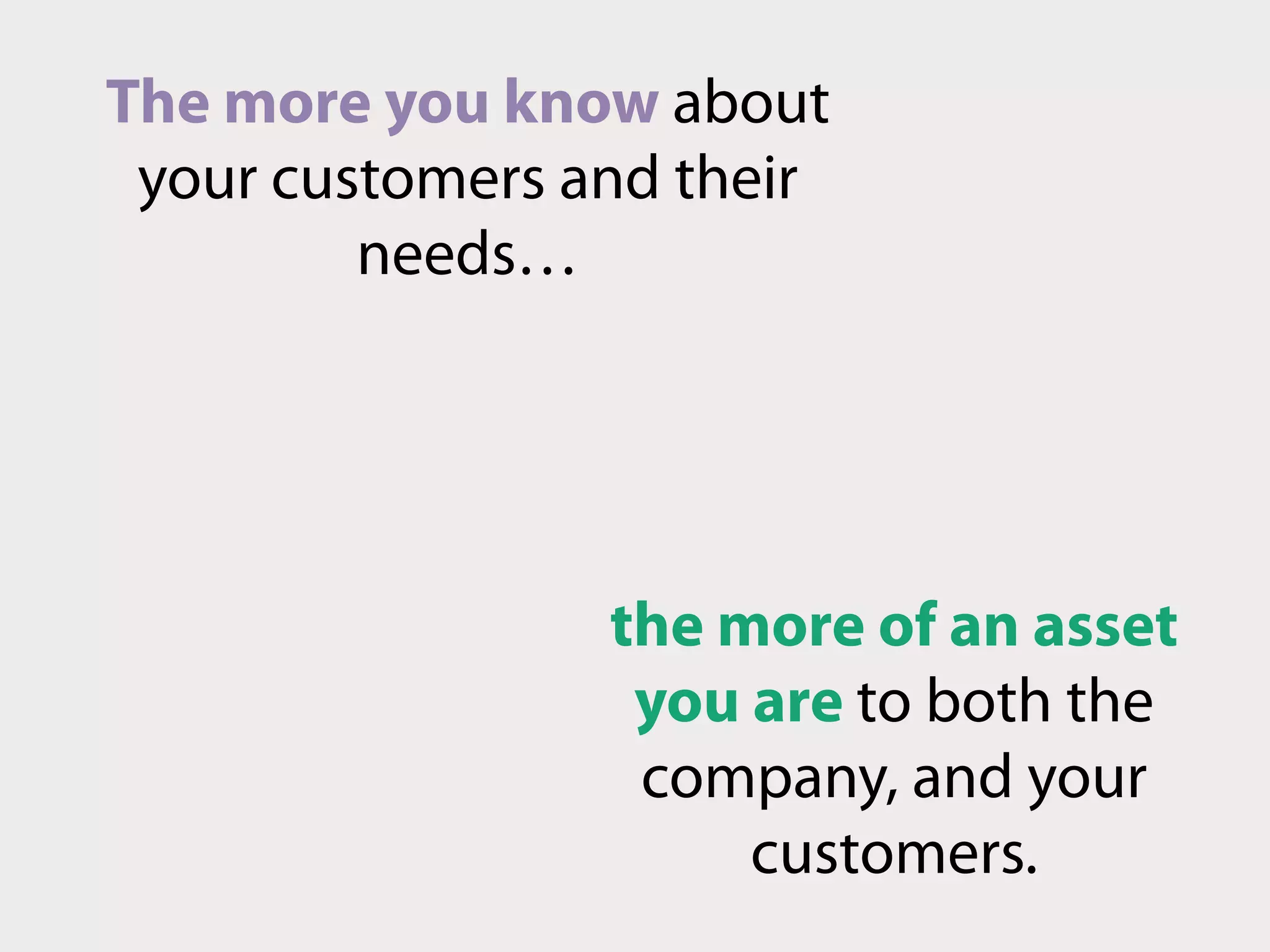 The more you know about
 your customers and their
         needs…
 