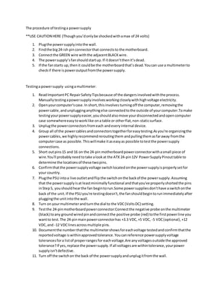 The procedure of testing a power supply | DOCX