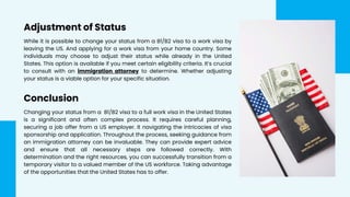 The Process of Changing a US B1B2 Visa to a Full Work Visa | PDF
