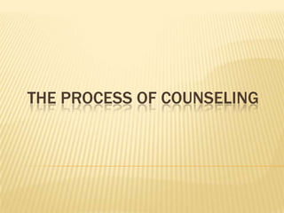 THE PROCESS OF COUNSELING

 