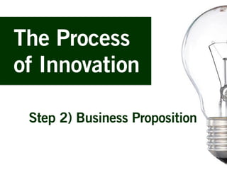 The Process
of Innovation
Step 2) Business Proposition
 