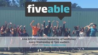 Live APUSH reviews hosted by @TomRichey
every Wednesday @ 7pm eastern.
Watch live http://fiveable.me/live
 