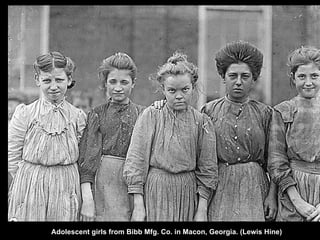 Adolescent girls from Bibb Mfg. Co. in Macon, Georgia. (Lewis Hine)
 