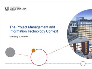 The Project Management and
Information Technology Context
Managing IS Projects
 