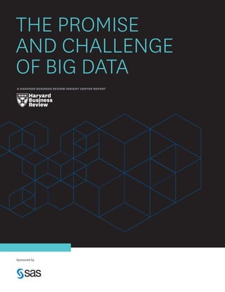 THE PROMISE
AND CHALLENGE
OF BIG DATA
A HARVARD BUSINESS REVIEW INSIGHT CENTER REPORT

Sponsored by

 