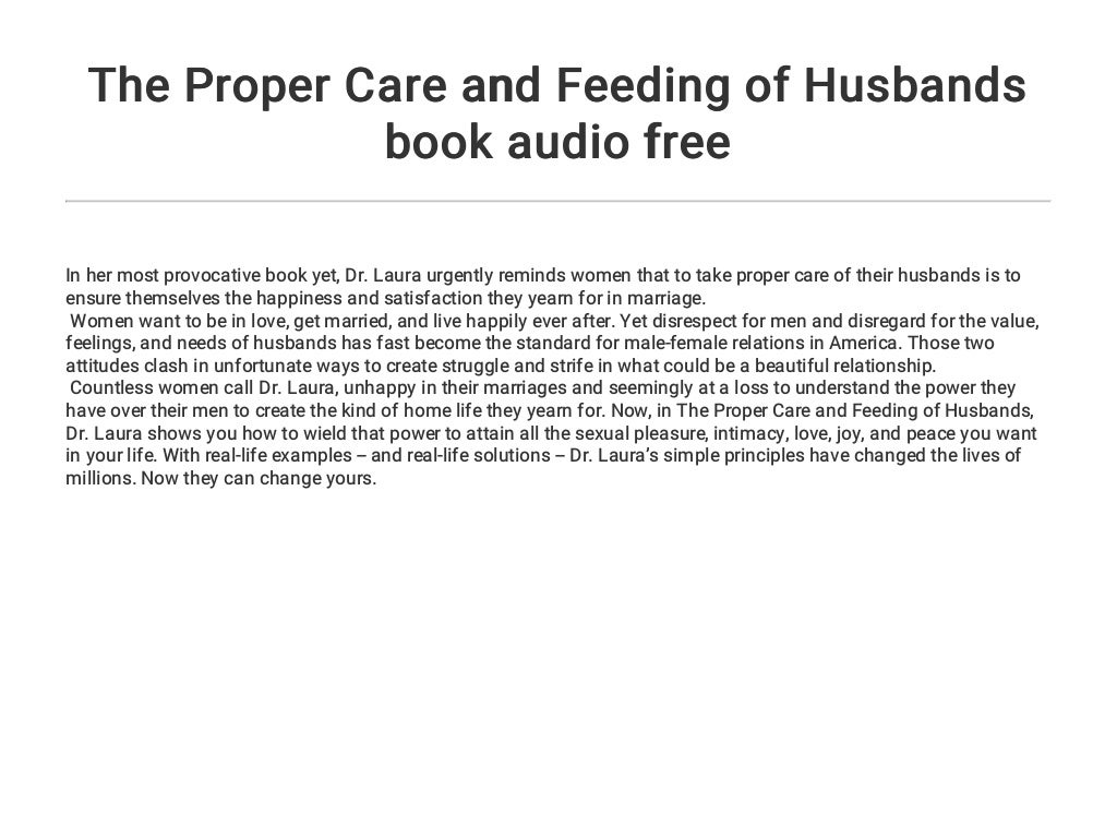 The Proper Care and Feeding of Husbands book audio free