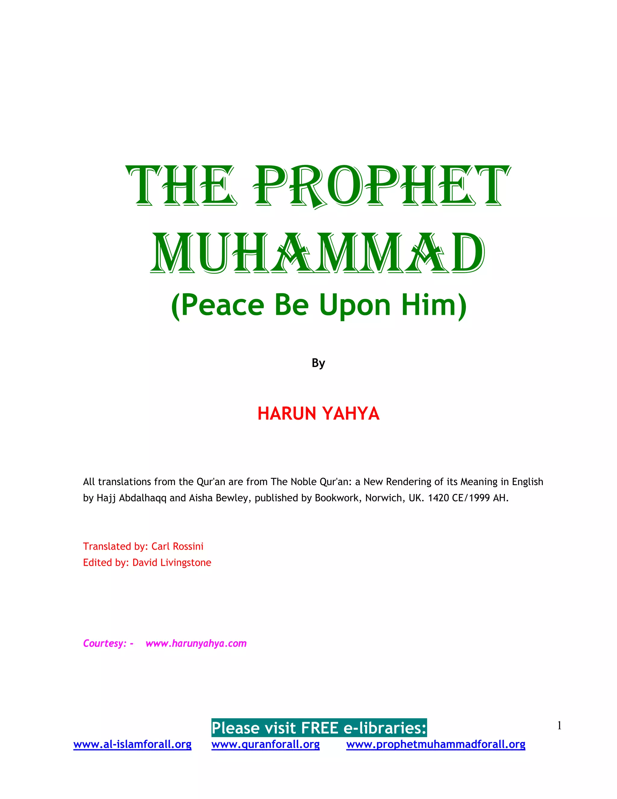 THE PROPHET MUHAMMAD (Peace Be Upon Him) By HARUN YAHYA | PDF