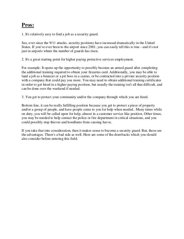 Essay on becoming a security guard