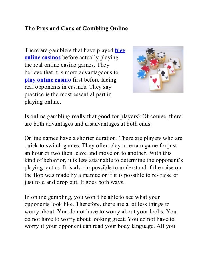 Pros and cons of legalizing gambling