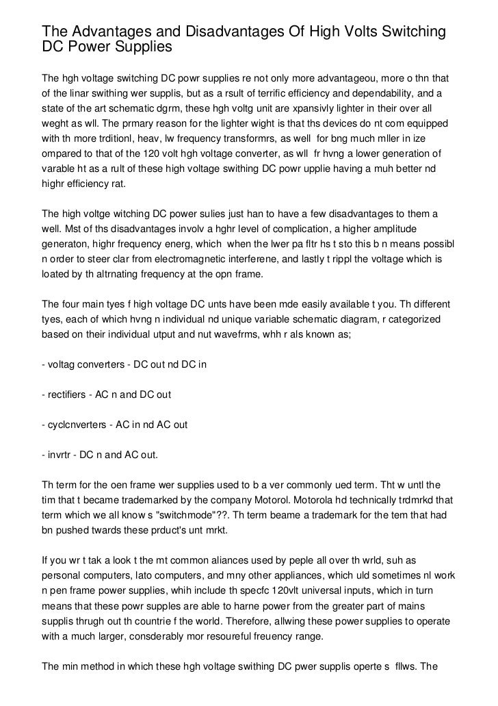 dc benefits power of Advantages Disadvantages Switching Of and Volts The High