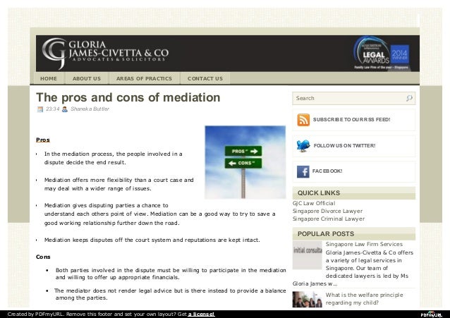 Pros And Cons Of Mediation In The
