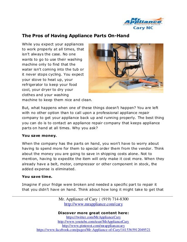 The Pros Of Having Appliance Parts On Hand