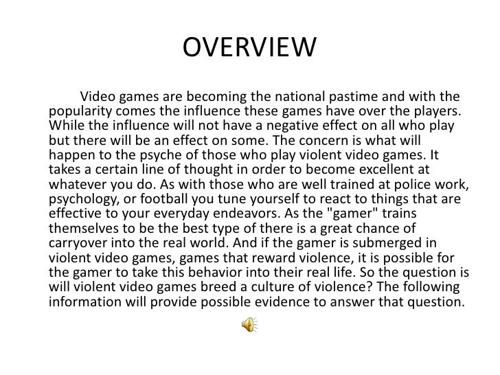 Essay on video game violence