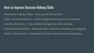 The Psychology of Decision-Making How We Make Choices. | PDF