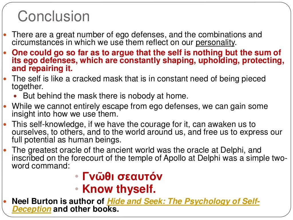 The psychology of most important self deceptiondefense