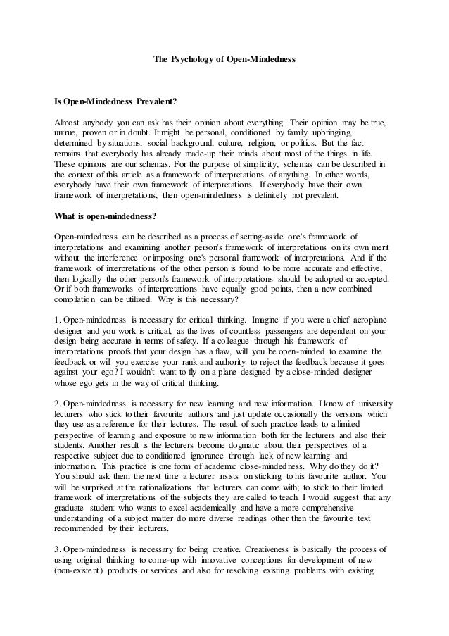 The psychology of open mindedness