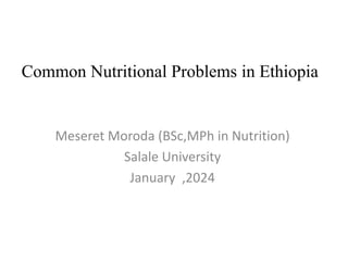 Common Nutritional Problems in Ethiopia
Meseret Moroda (BSc,MPh in Nutrition)
Salale University
January ,2024
 