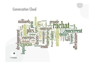 THE PULSE - SUMMARIZED



      With an integrated approach
         for going to Market –                  With a clear and transparant
       Research and Operational                 pricing for each package of
      execution of findings in one                 the value proposition
               company



            Operational execution based
              on boosting talkability of              Freedom of choice : From
                     campaigns                        cherry picking to one-stop
            (engineering conversational                       shopping
                 capital is our goal)




                                           26
 