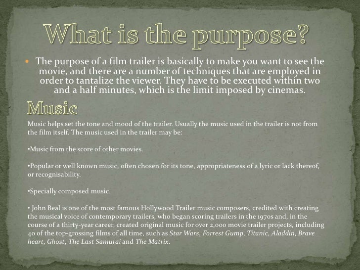The purpose of film trailers