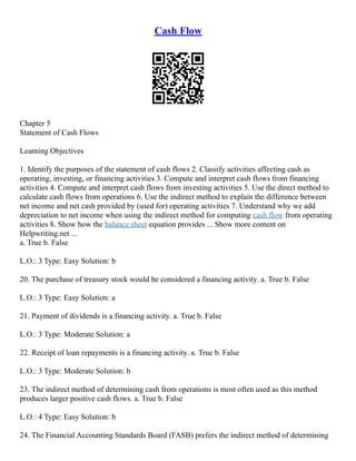 Understanding Cash Flow Statement.pdf The Purpose Of The Cash Flow Statement | PDF