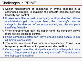 Challenges in PRIME
 Senior management of companies in Prime engages in a
continuous struggle to maintain the delicate ba...