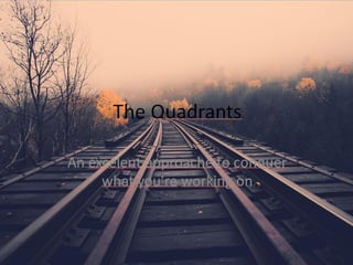 The Quadrants
An excelent approache to conquer
what you’re working on
 
