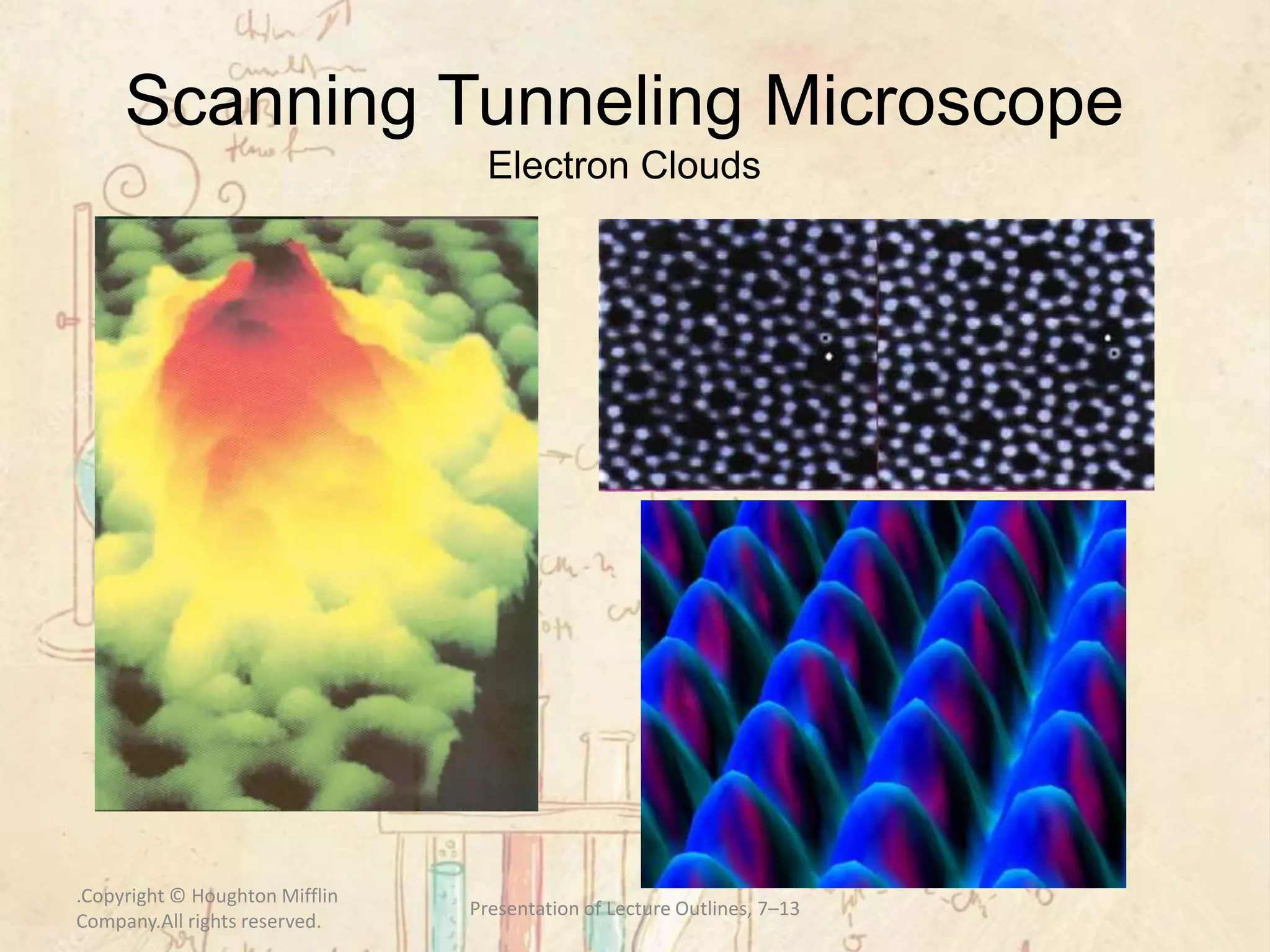 .Copyright © Houghton Mifflin
Company.All rights reserved.
Presentation of Lecture Outlines, 7–13
Scanning Tunneling Microscope
Electron Clouds
 