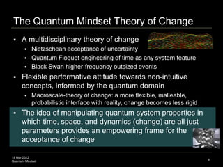 19 Mar 2022
Quantum Mindset
The Quantum Mindset Theory of Change
 A multidisciplinary theory of change
 Nietzschean acce...